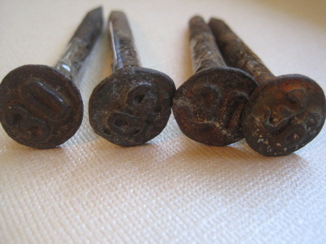Vintage Rail Road Date Nails - Jewelry Supplies - Steam Punk