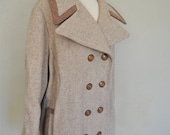 1960s Wool Coat - Camel Colored Large Wool Winter Peacoat - Luxury Wool 1960s Womens Coat