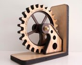 Gear Bookend: Wood Gear Office Organizer Personalized