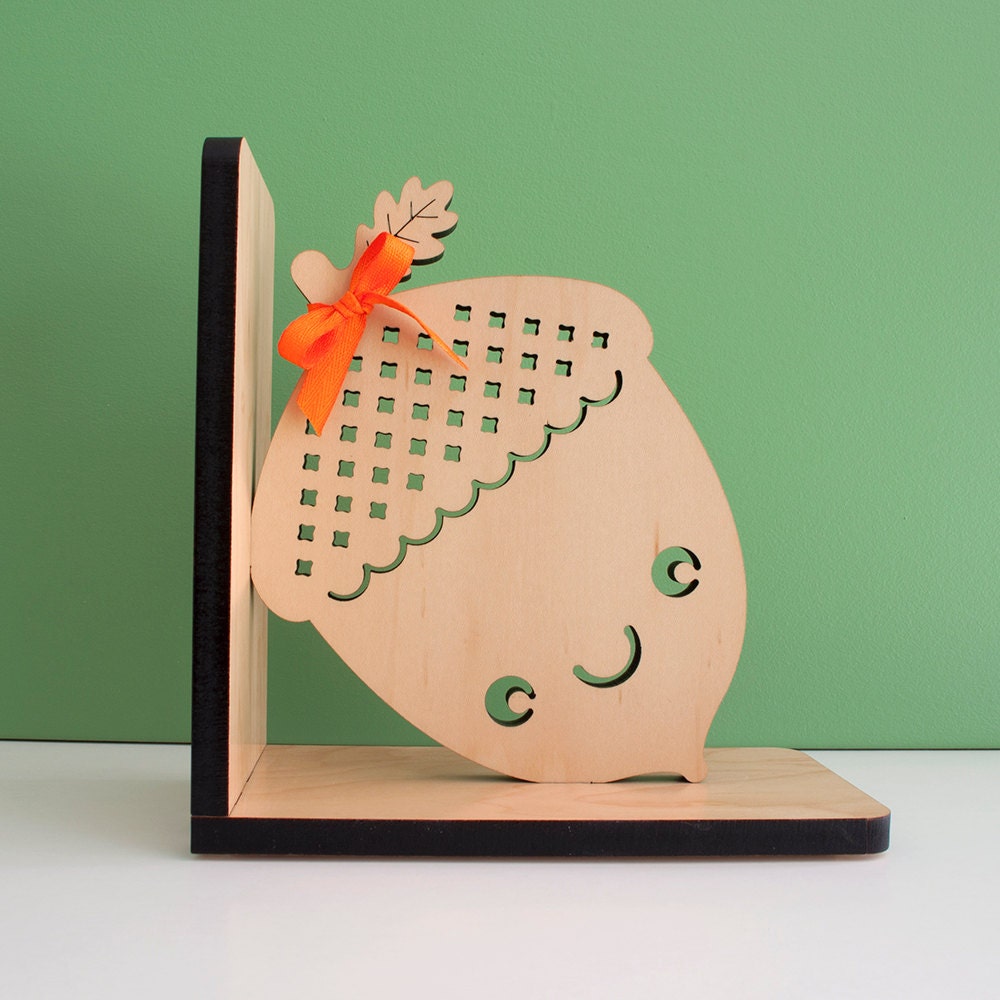 Acorn Wood Bookend: Modern Baby Nursery Children