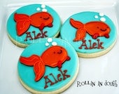 Goldfish Decorated Cookies, Fish Decorated Cookies, Goldfish Cookies - 12 Platter Size Cookies