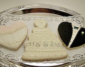Wedding Cookies,  Bride and Groom Cookies, Wedding Cake Cookies, Bride Cookies, Groom Cookies
