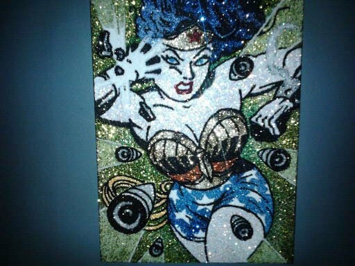 Wonder Woman- 12x16 glitter art