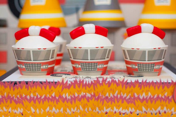 Fire Truck Birthday Cupcake Wrappers (Fire Truck) from the Firefighting Fun DIY Printable Collection by Spaceships and Laser Beams Il_570xn