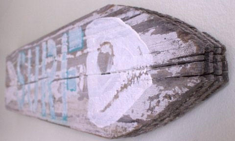 Surf Beach Sign Original Fishbone Art Design on Reclaimed Distressed Wood Surfer Turquoise White Coastal Surf Nursery Birthday Party Decor