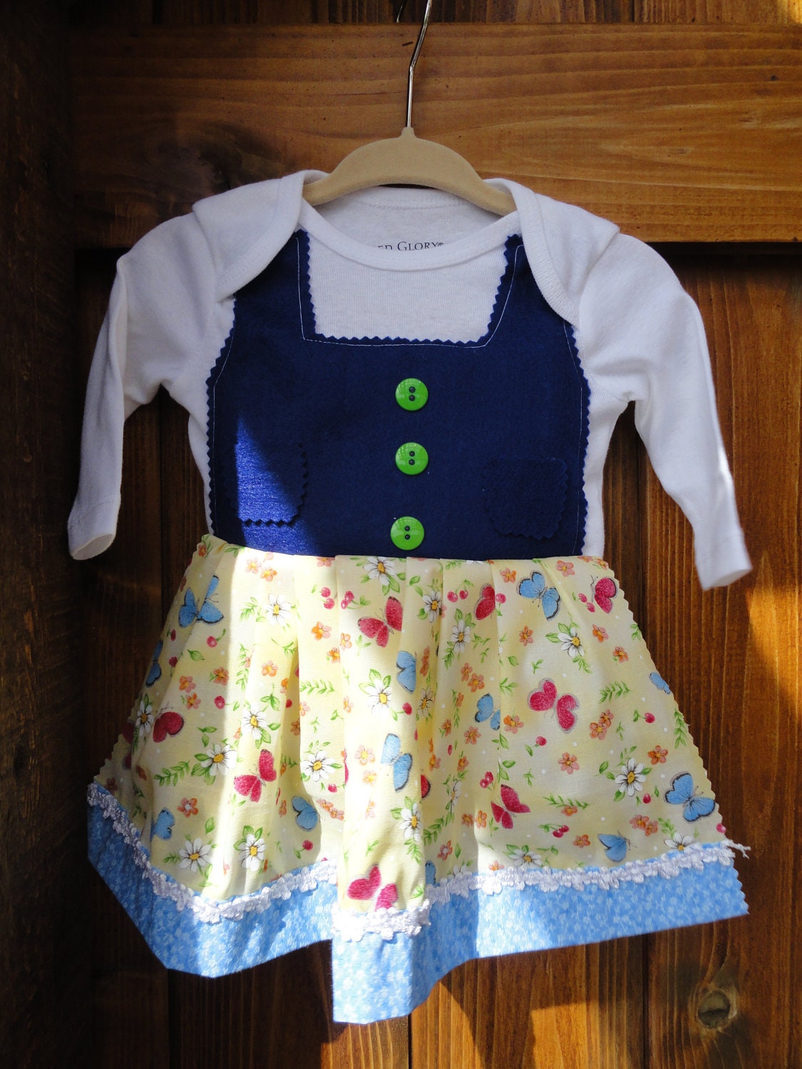 Blue Scandinavian dirndl dress newborn
