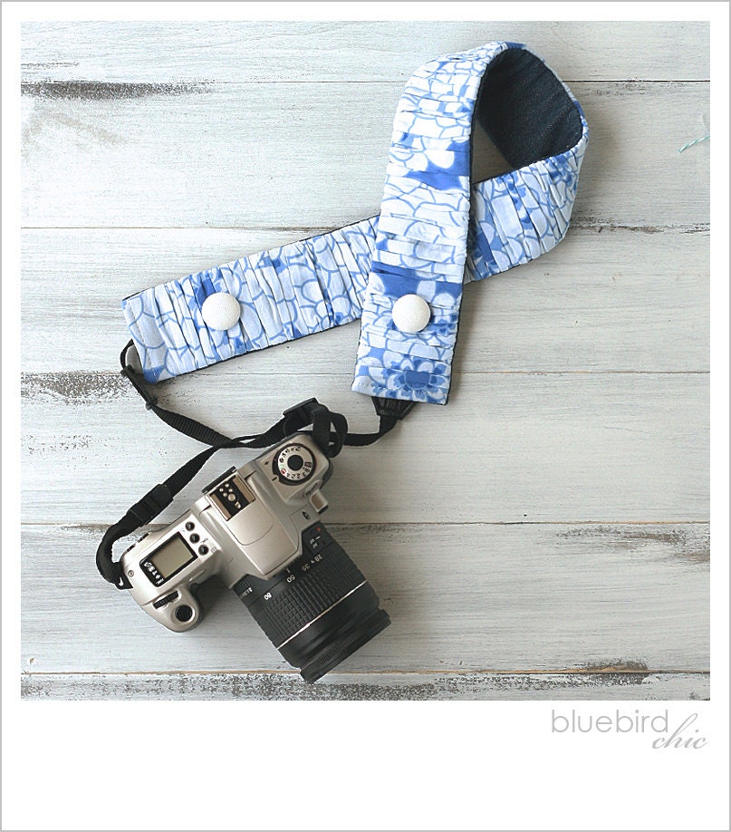 ruched camera strap cover - cobalt