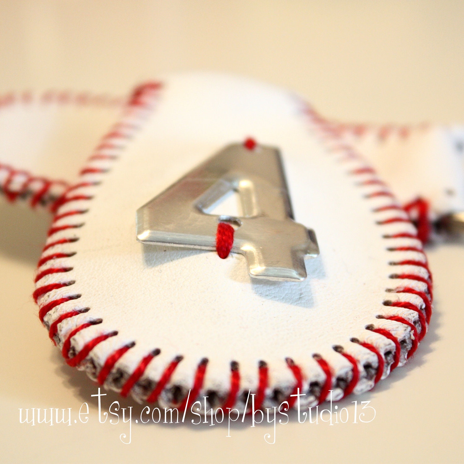 The Original Baseball Keychain - genuine leather - Metal Numbers