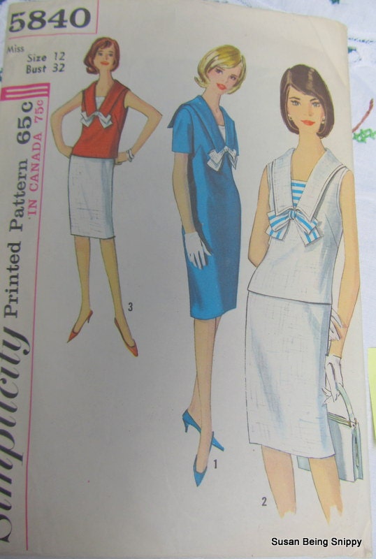 Vintage Simplicity Nautical Dress Sewing Pattern 5840