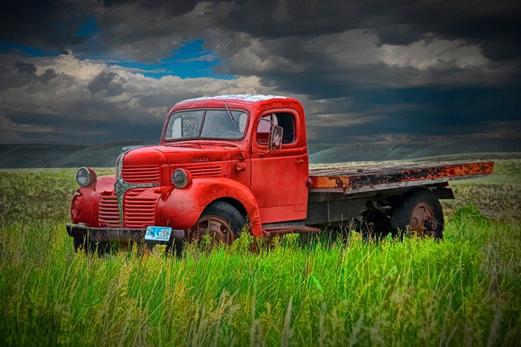 Red Truck on the Prairie A Fine Art Wall Decor Photograph