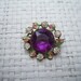Edwardian Amethyst Pin, Enamel Rhinestones/ Glass Amethyst stone 1900's