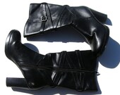 Vintage 90's 1990's Nineties Teen Women Fall Style Fashion Trendy Black Boots Size 6 by Lower East Side 50% OFF SALE