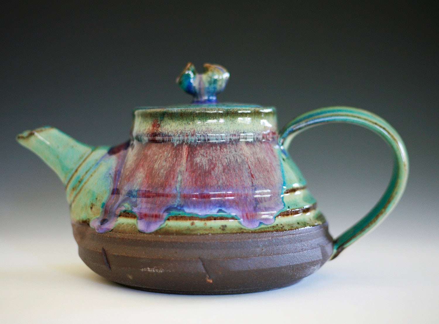 Purple Rain Teapot, Handmade Stoneware Teapot