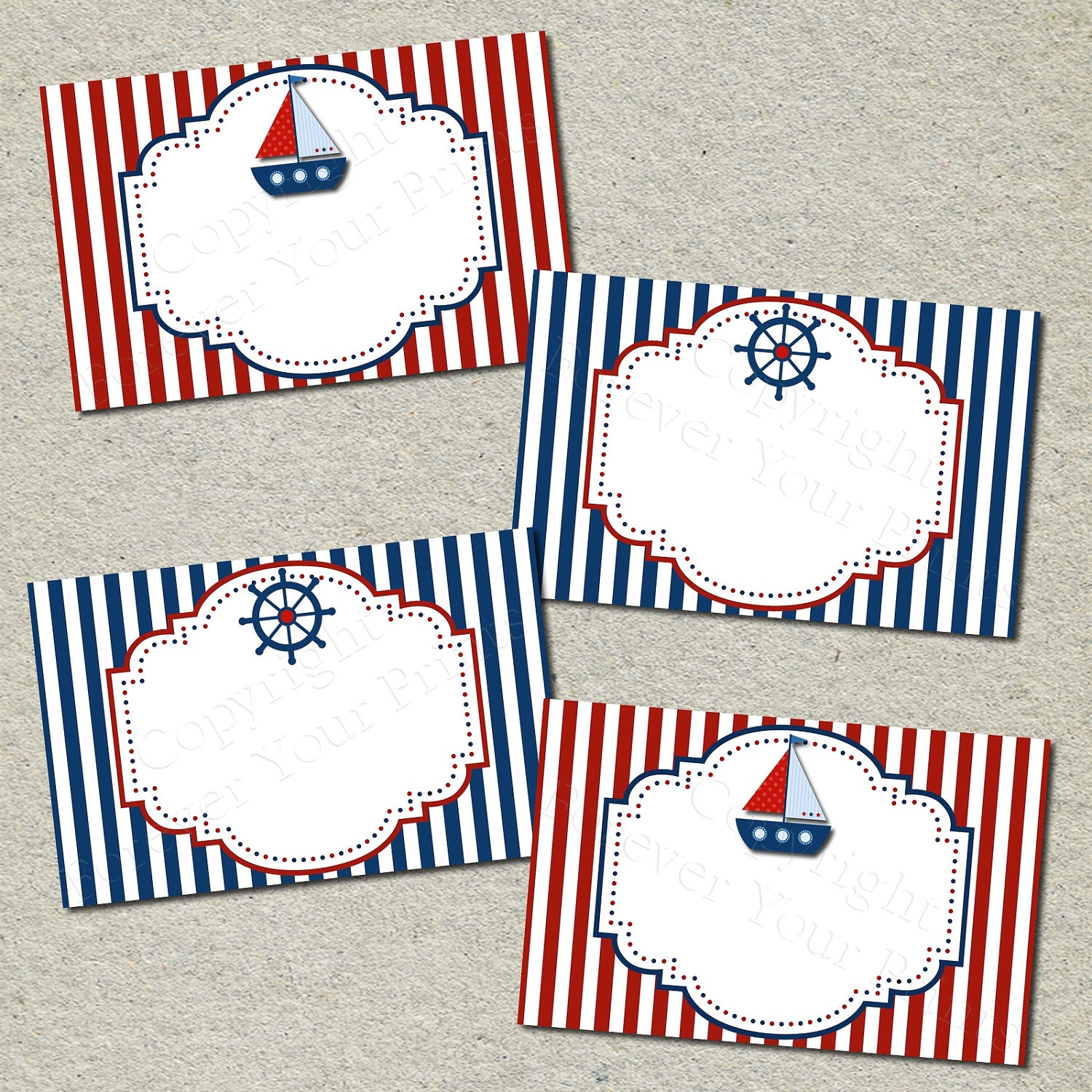 Nautical Sailboat Buffet Table Labels - Buffet Cards - INSTANT DOWNLOAD Il_170x135