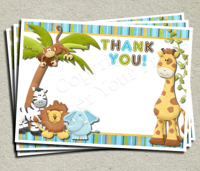 Jungle Thank You Card - Jungle Theme Birthday Il_570xn