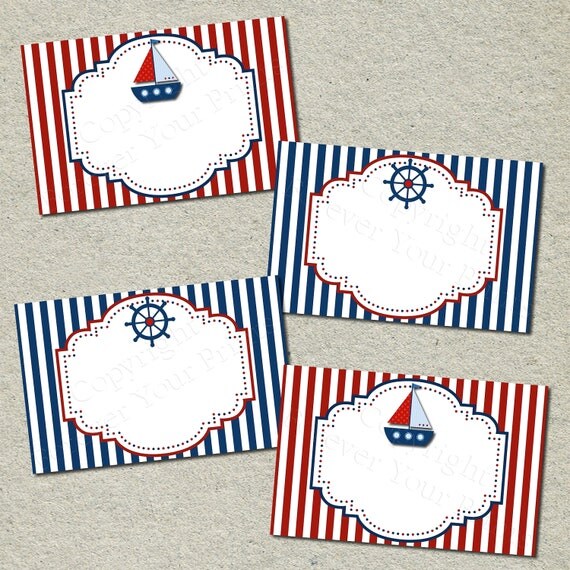 Nautical Sailboat Buffet Table Labels - Buffet Cards - INSTANT DOWNLOAD Il_570xn