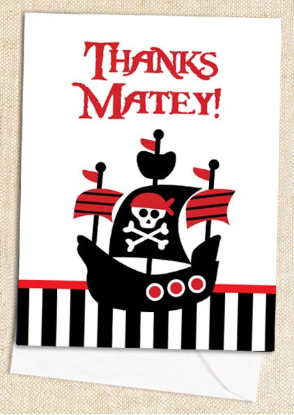 PIRATE Thank You Cards - set of 12 - polkaprints