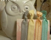 Set of Four Fold Over Elastic Knot Hair Ties, You Pick Colors, 55 to Choose From
