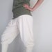 Harem Pant with Wide Banded Waist and Ankle in Cotton Blend in Cream - Size M