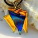 Modern Art Dichroic Gold and Rainbow Fused Glass Pendant Necklace