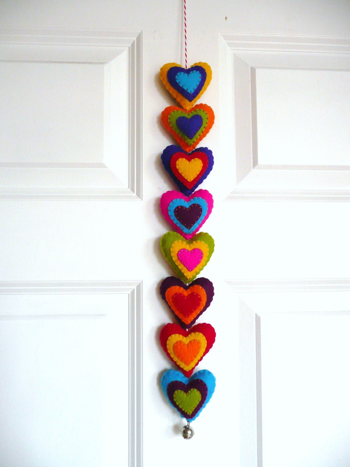 Colorful felt hearts garland