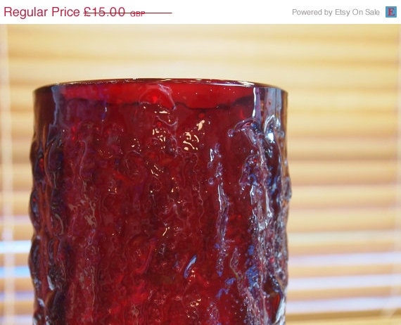 ON SALE Whitefriars Style Textured Red Bark Vase