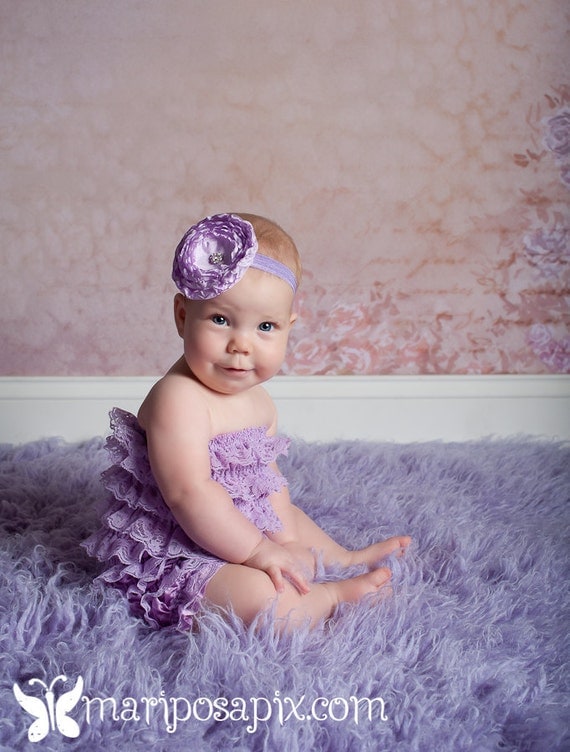 lavender petti romper with headband