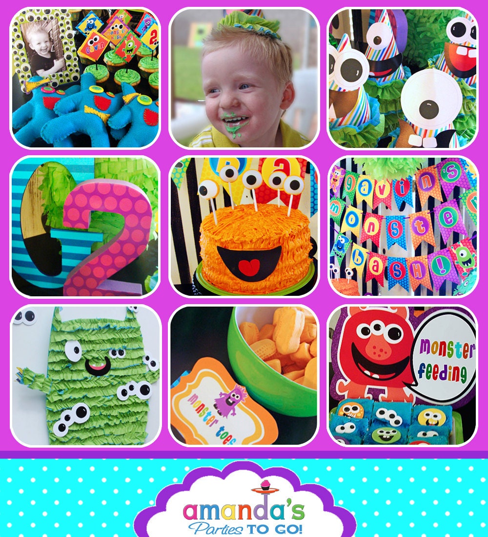 Monster Party Birthday - Monster Bash - HUGE Printable Party Set by Amanda's Parties TO GO