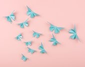3D Wall Butterflies, 10 Aqua Metallic Butterfly Silhouettes for Girls Room, Nursery, and Home Art Decor