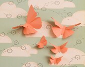 3D Wall Butterflies, 20 Coral Butterfly Silhouettes for Girls Room, Nursery, and Home Art Decor