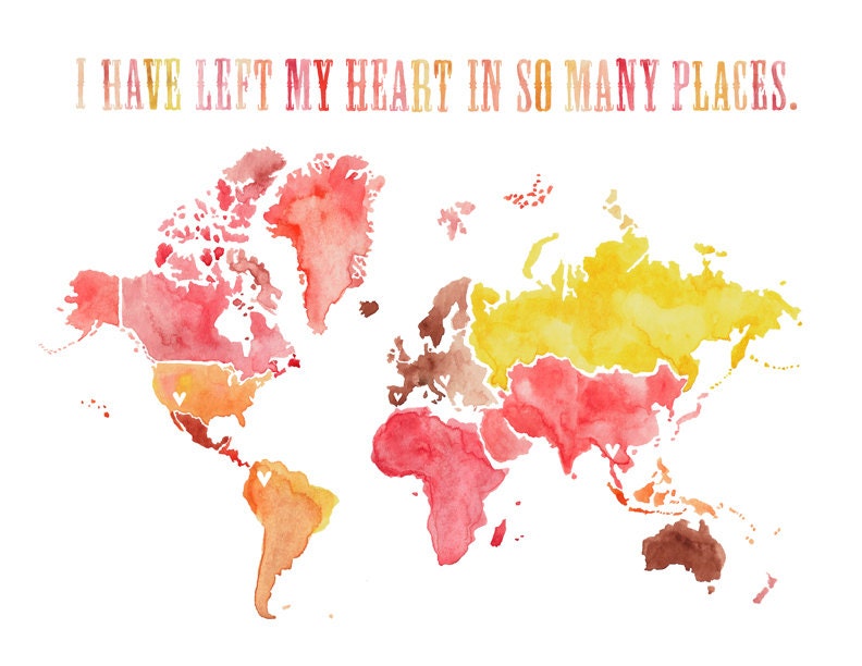 Left My Heart Print with World Map