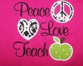 Peace Love Teach School Shirt Teacher Shirt