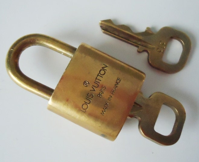 Authentic Vintage Louis Vuitton Gold Tone Handbag Lock and Key - Lock and Key - Vintage Luois Vuitton - Locks and Keys