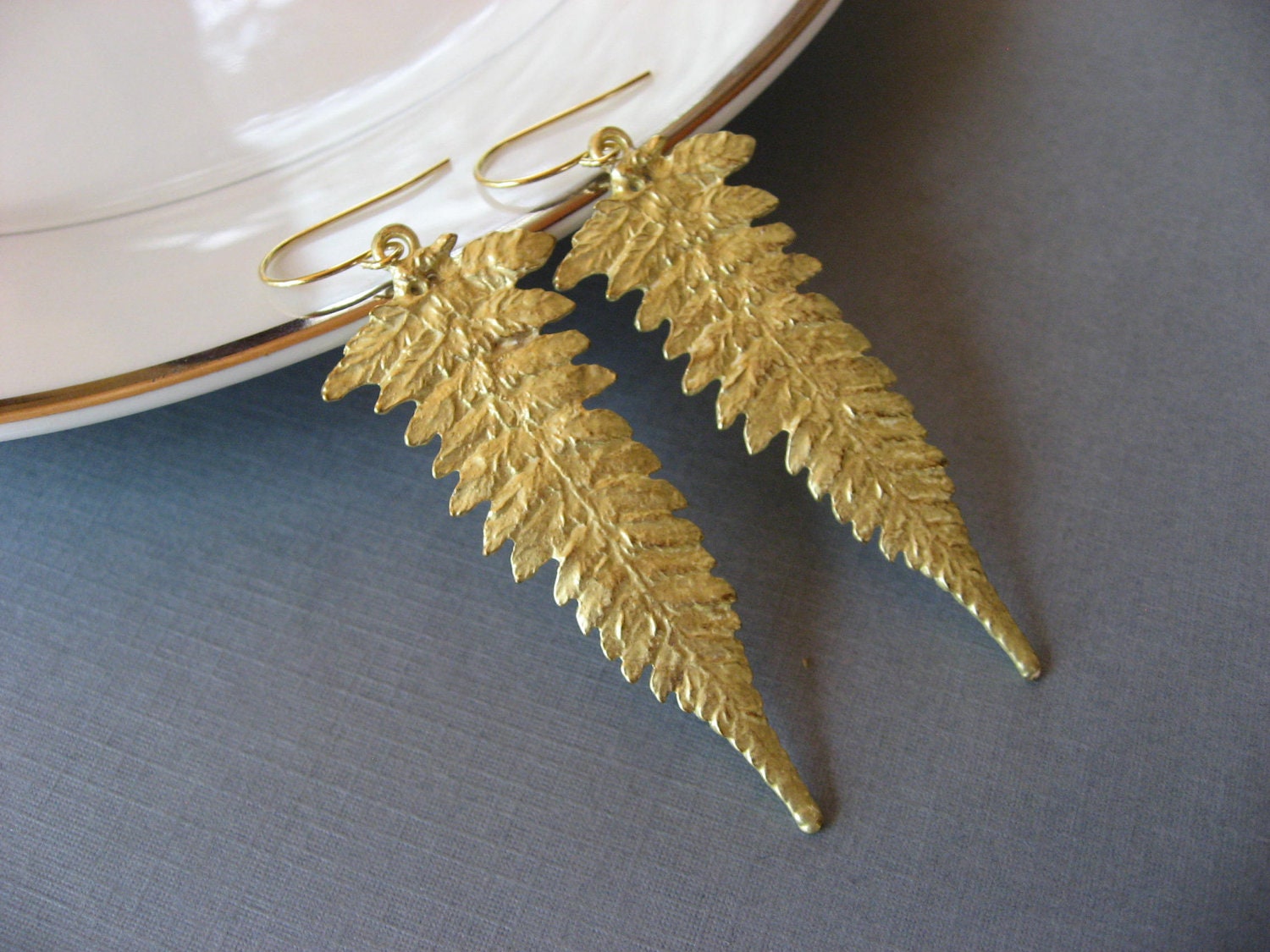 Gold Leaf Earrings, Fern Earrings, Everyday Casual or Bridal, Bridesmaid Gifts