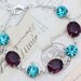 Bridesmaids Jewelry Silver Peacock Wedding Earrings Purple Amethyst Teal 6 Pairs Bridesmaids Jewelry Vintage Earrings - Clip ons avail