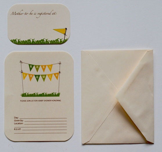Blank 'Baby Banner' Baby Shower Invitations - Set of 8
