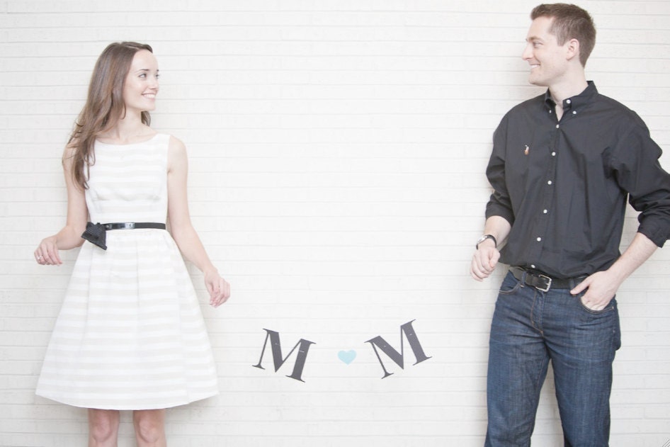 I N I T I A L S . . . accented with a heart or &.  SHIPS PRIORITY.  Sweet and Simple.  Photo Prop.