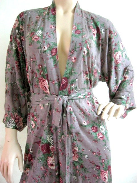 Knitt Cotton Kimono Robe in Floral Design Short Kimono Gift for Her Bridesmaid Robes Wedding Robes Loungwear