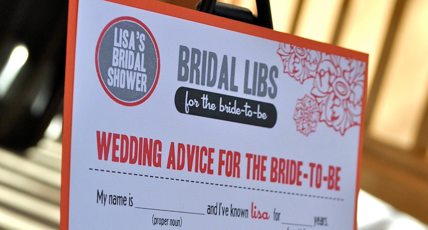 MAD LIBS - BRIDAL shower edition - " Floral" - printed set of 50