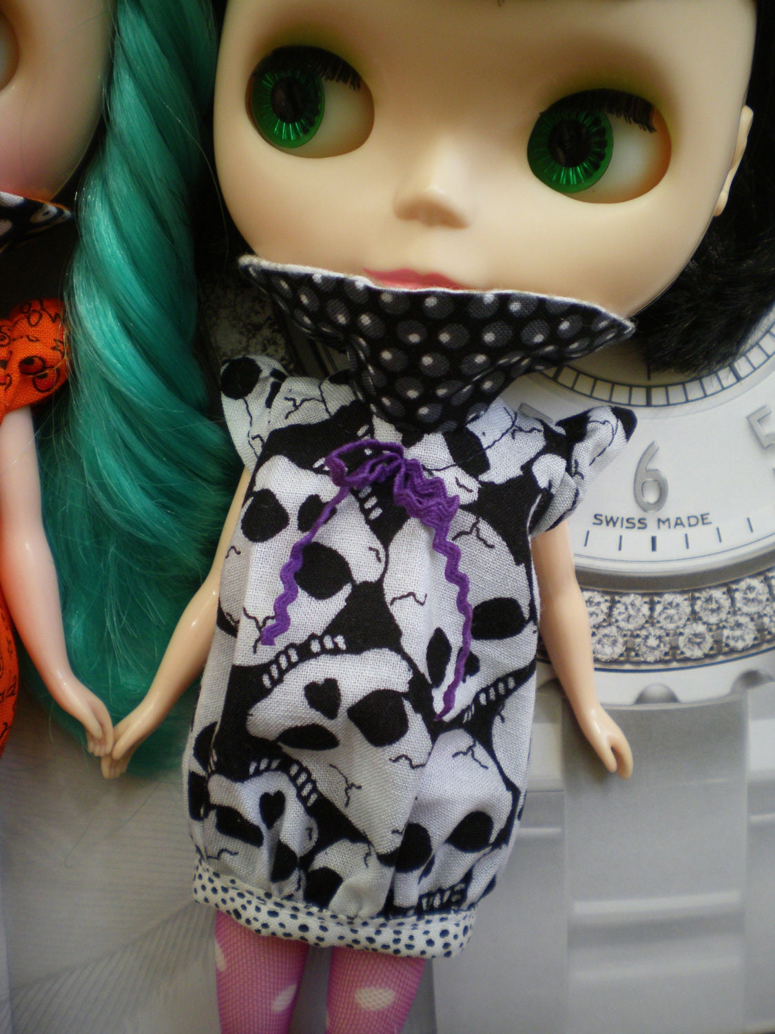 50% off Bubble Dress for Blythe doll PIRATE BIG Skulls
