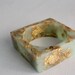 mint gold eco resin square bangle with suspended gold leaf