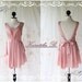 A Party Petite - Cocktail Prom Party Dinner Wedding Night Bridal Bridesmaid Dress Deep Back Pink Nude Petite Size Design V Neck Style