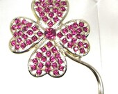 Sarah Coventry "Pink Ice" Demi Parue, Pink Rhinestone Brooch and Earrings, Rare Set