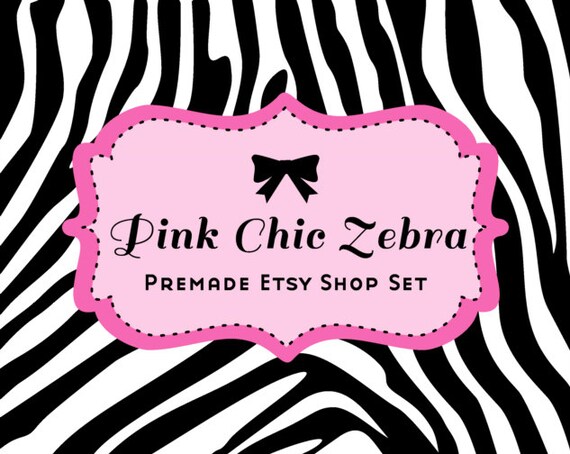 Etsy shop banner - Pink Chic Zebra Etsy Premade Banner set Il_570xn