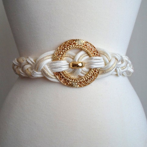 Gold & White Woven Belt