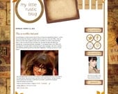 Premium Premade Blog Design Template for Blogger- Vintage Rustic Scrapbook Style with Social Icons Buttons- OOAK