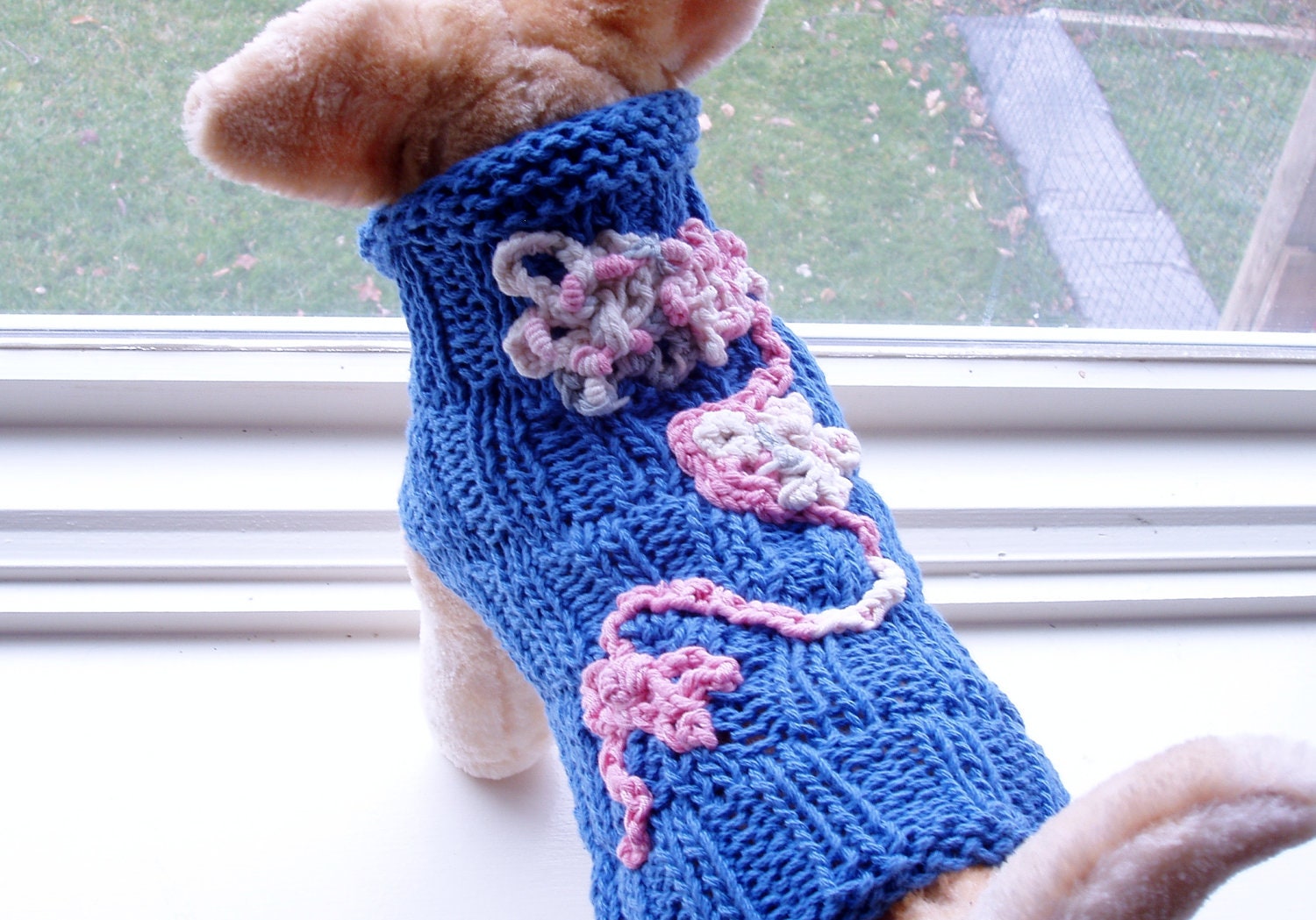 Dog Sweater Hand Knit All Seasons Bouquet Garden Small