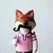 Fox Brooch Pin in Pink Shirt & Disguise, handmade