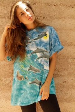 90s bright DOLPHIN tie dye OVERSIZE