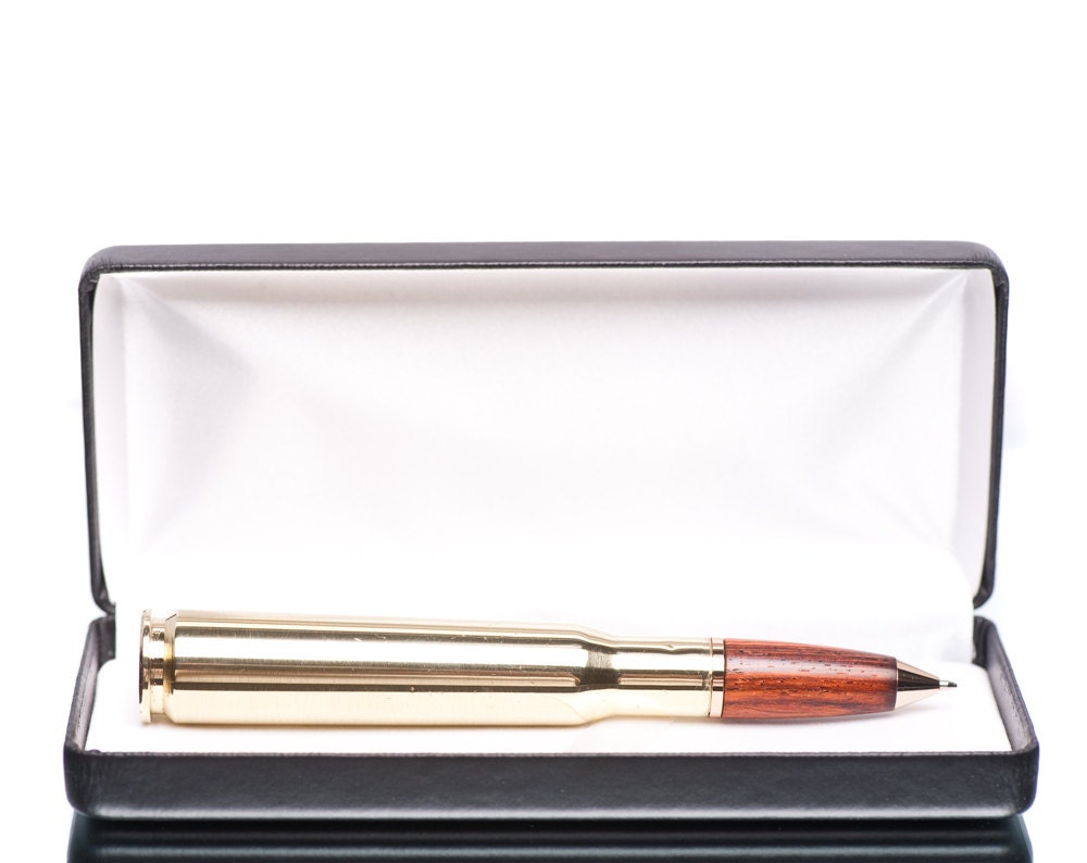 Cocobolo Wood Bullet Pen - 50 caliber machine gun